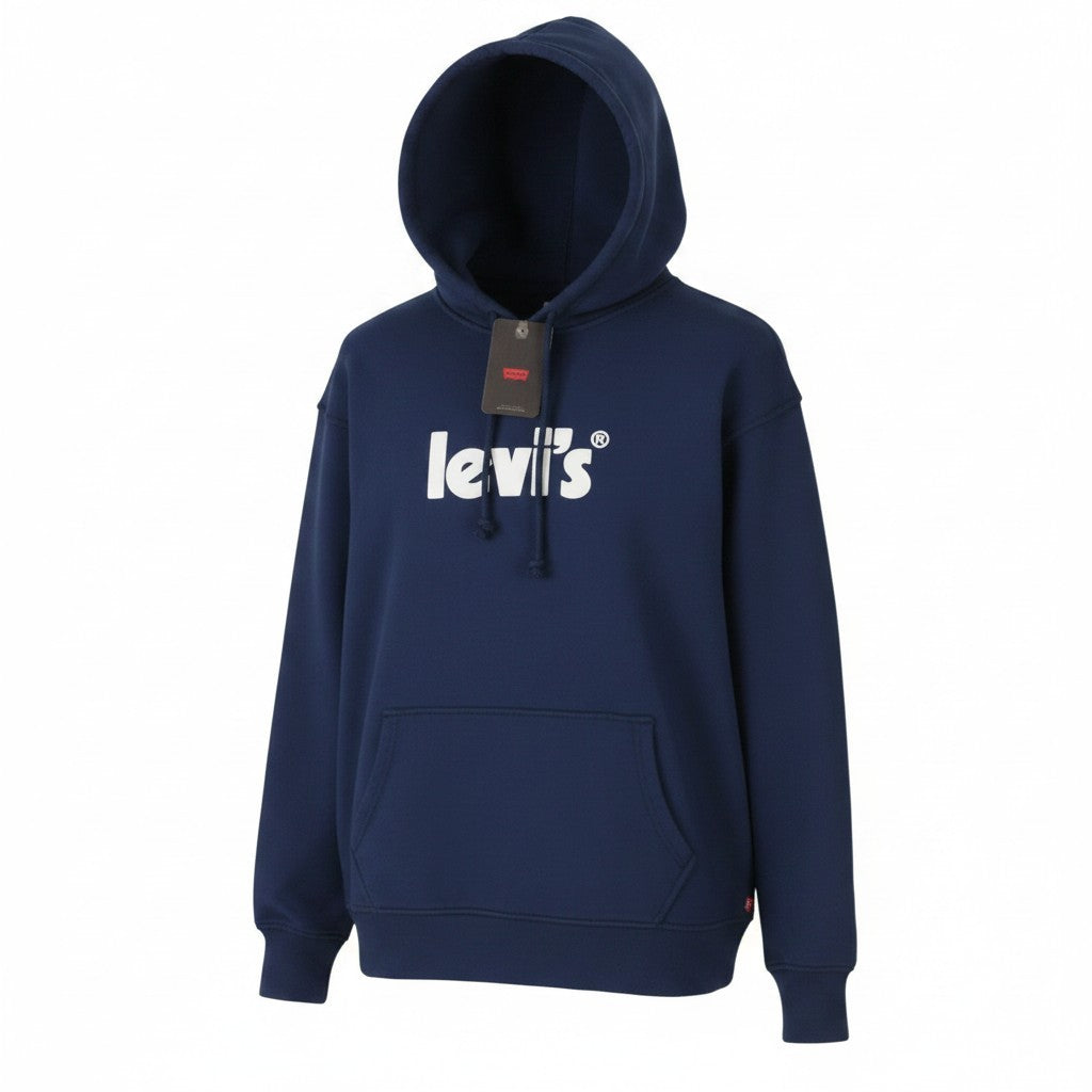 LEVI'S Relaxed Men Hoodie M Dark Blue Kangaroo Pocket Pull On