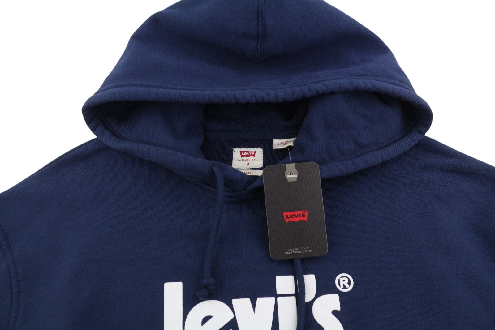 LEVI'S Relaxed Men Hoodie M Dark Blue Kangaroo Pocket Pull On