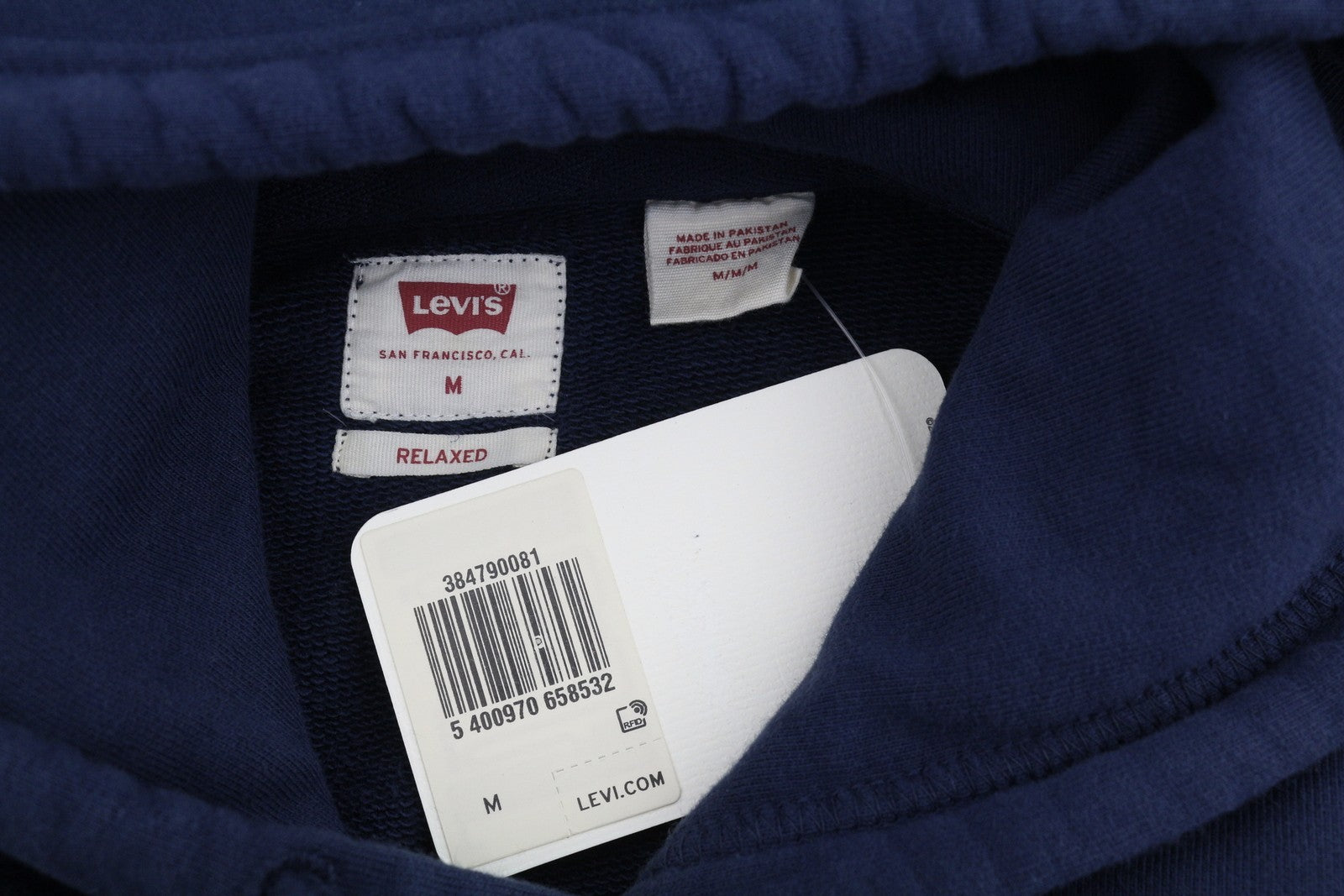 LEVI'S Relaxed Men Hoodie M Dark Blue Kangaroo Pocket Pull On
