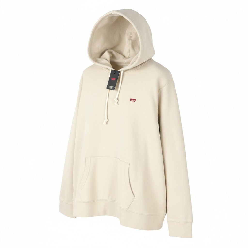 LEVI'S Standard Fit Men Hoodie S Beige Kangaroo Pocket Pull On