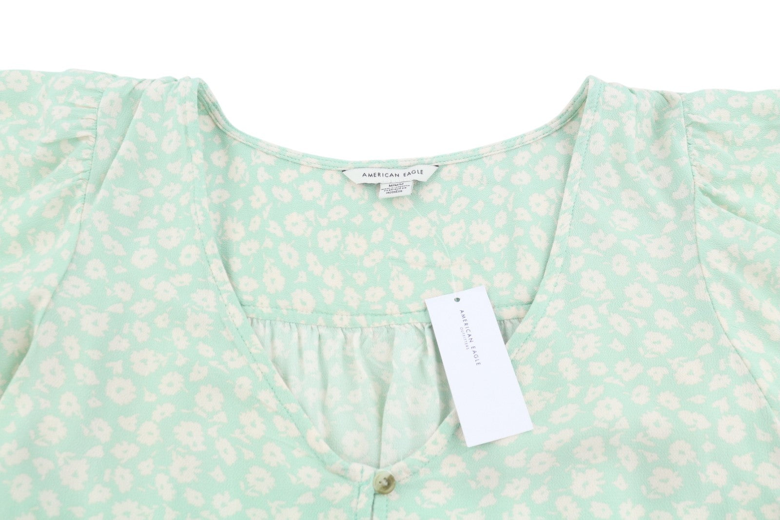 AMERICAN EAGLE OUTFITTERS Women Blouse M Floral Print Button-Up Short Sleeve