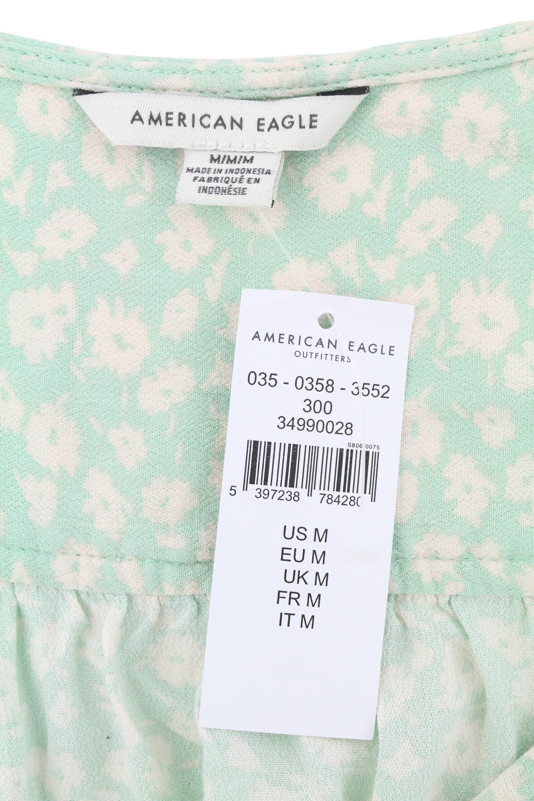 AMERICAN EAGLE OUTFITTERS Women Blouse M Floral Print Button-Up Short Sleeve