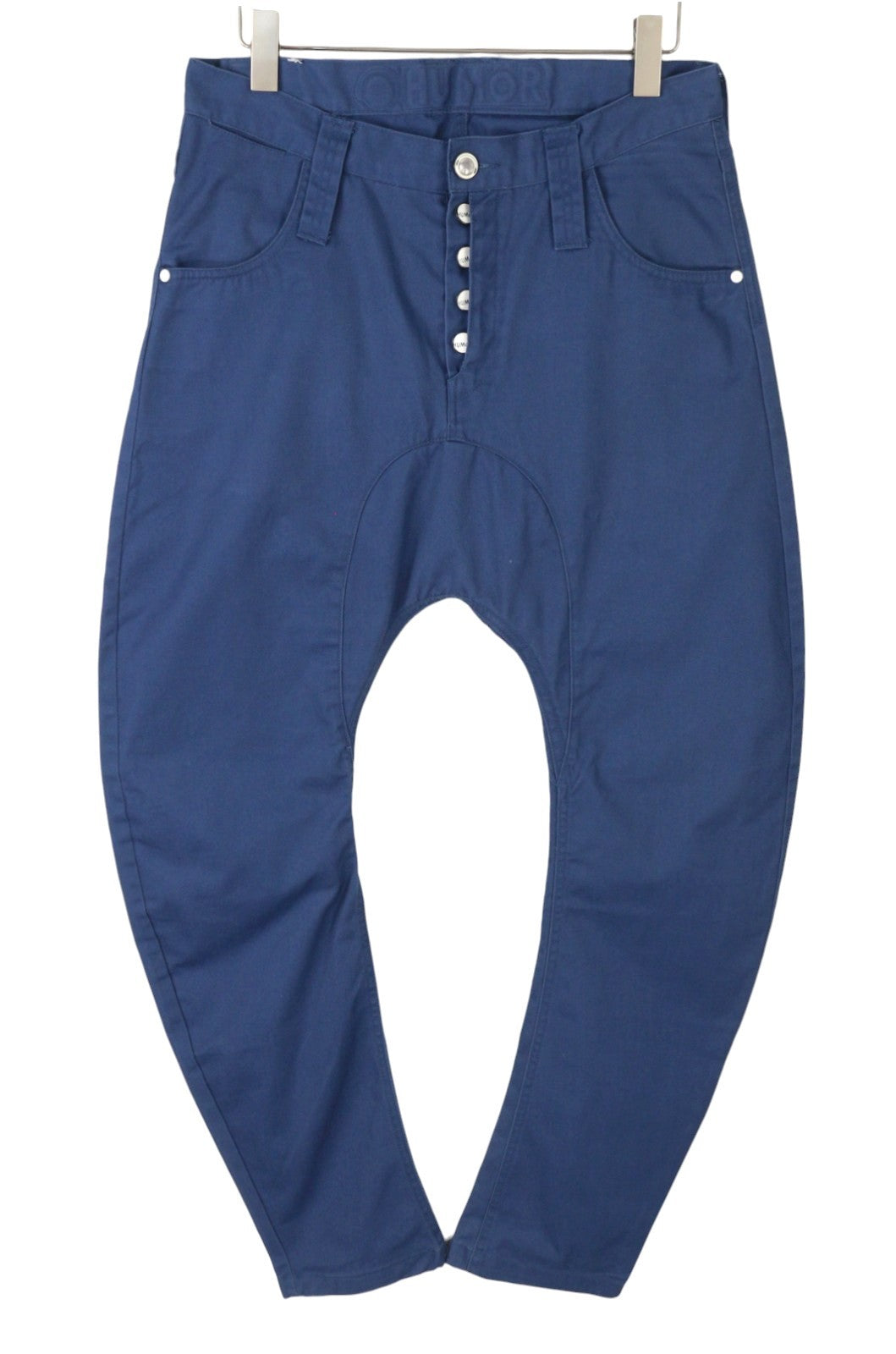 HUMOR Santiago Men Trousers W33 Blue Drop Crotch Button Fly Slim Fit