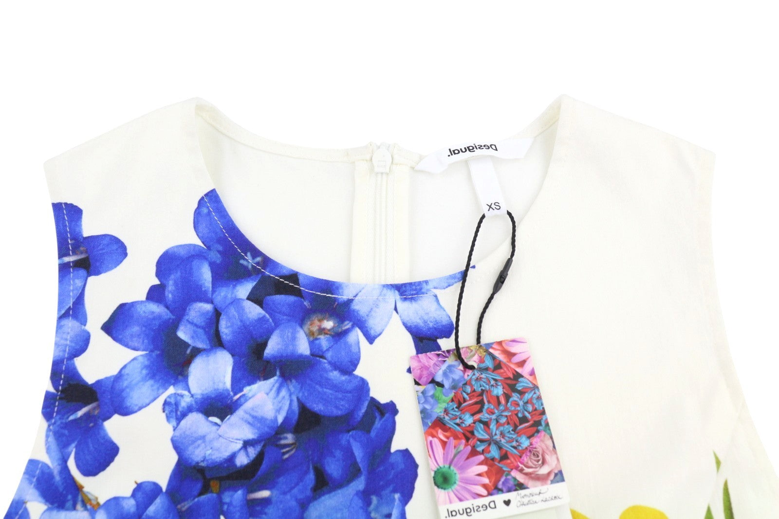 DESIGUAL Audrey Women Dress XS White Floral Pattern Mini Sleeveless