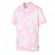 AMERICAN EAGLE OUTFITTERS Men Polos M Pink Floral Pattern Short Sleeves