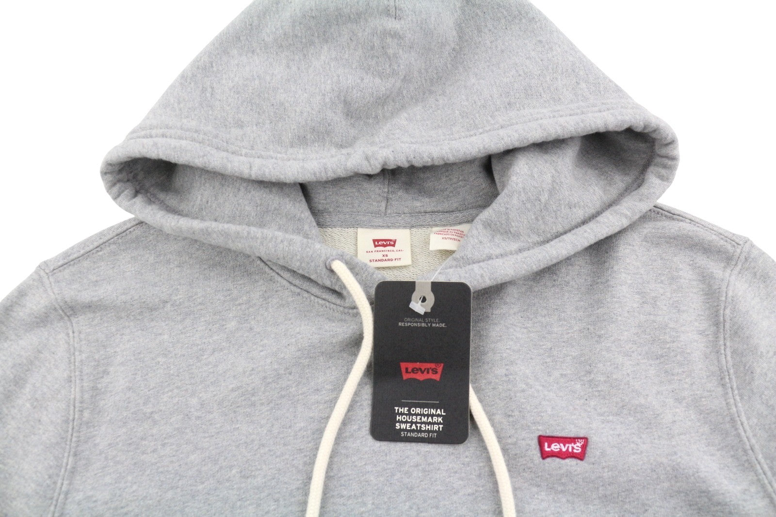 LEVI'S Standard Fit Men Hoodie XS Melange Grey Kangaroo Pocket Pull On