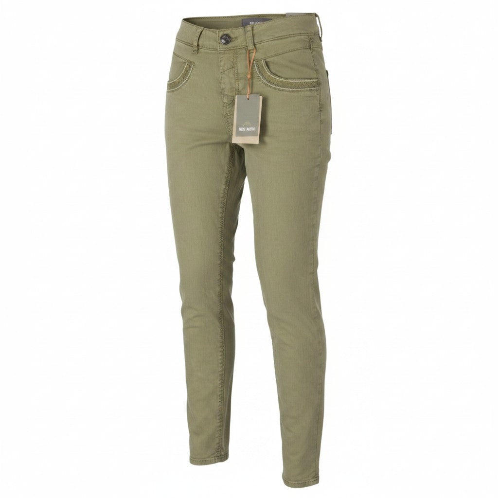 MOS MOSH Naomi Treasure Women Trousers W25 Green Zip Fly Skinny Fit
