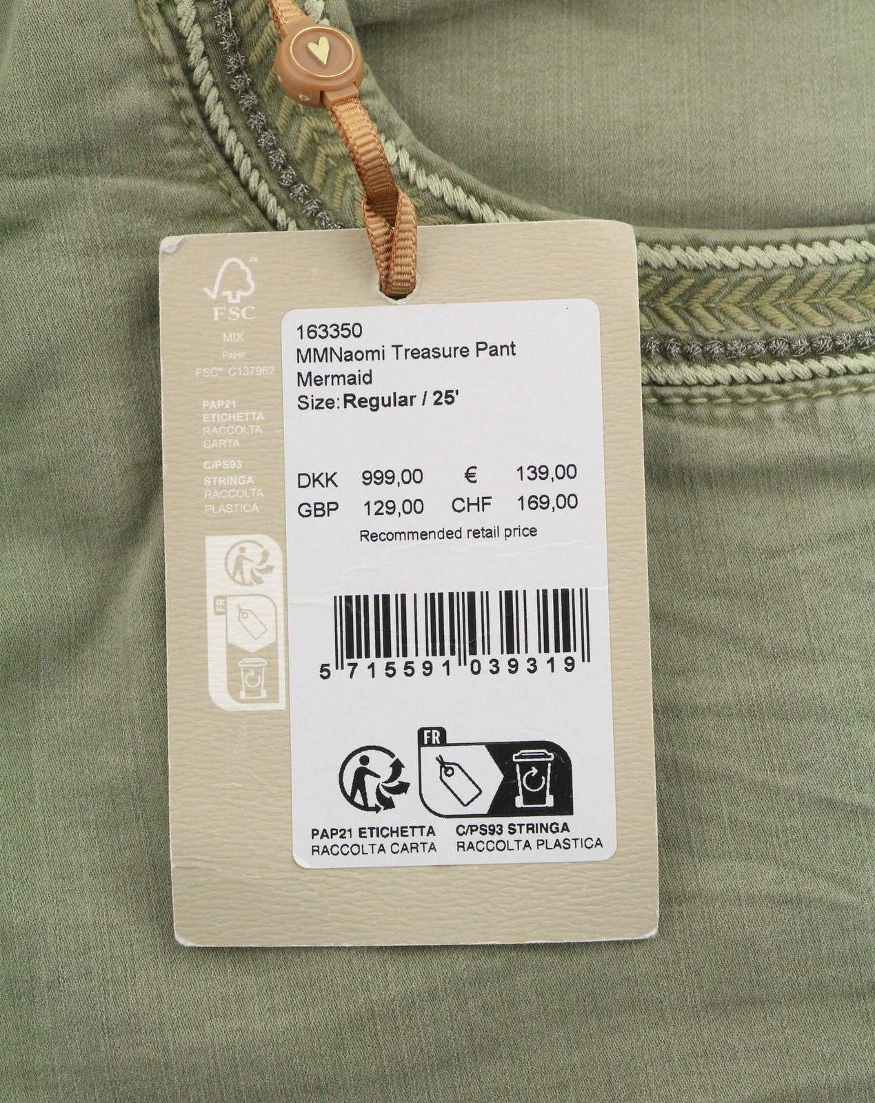 MOS MOSH Naomi Treasure Women Trousers W25 Green Zip Fly Skinny Fit