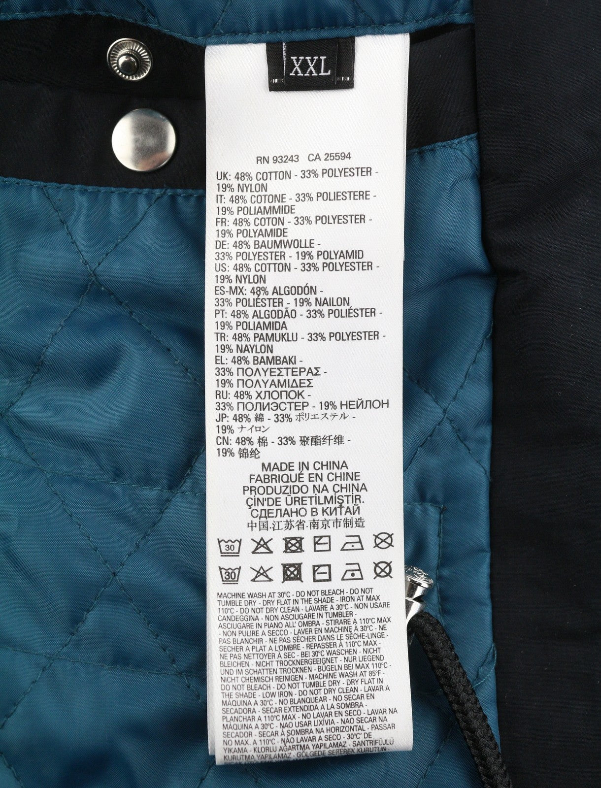 DIESEL Men Jacket 2XL Black Drawstring Waist Hooded Mid Length Parka