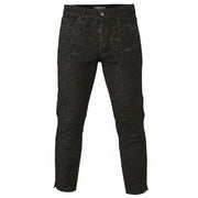MOS MOSH Summer Animal Coated Women Jeans W26 Black Leopard Print Slim Fit