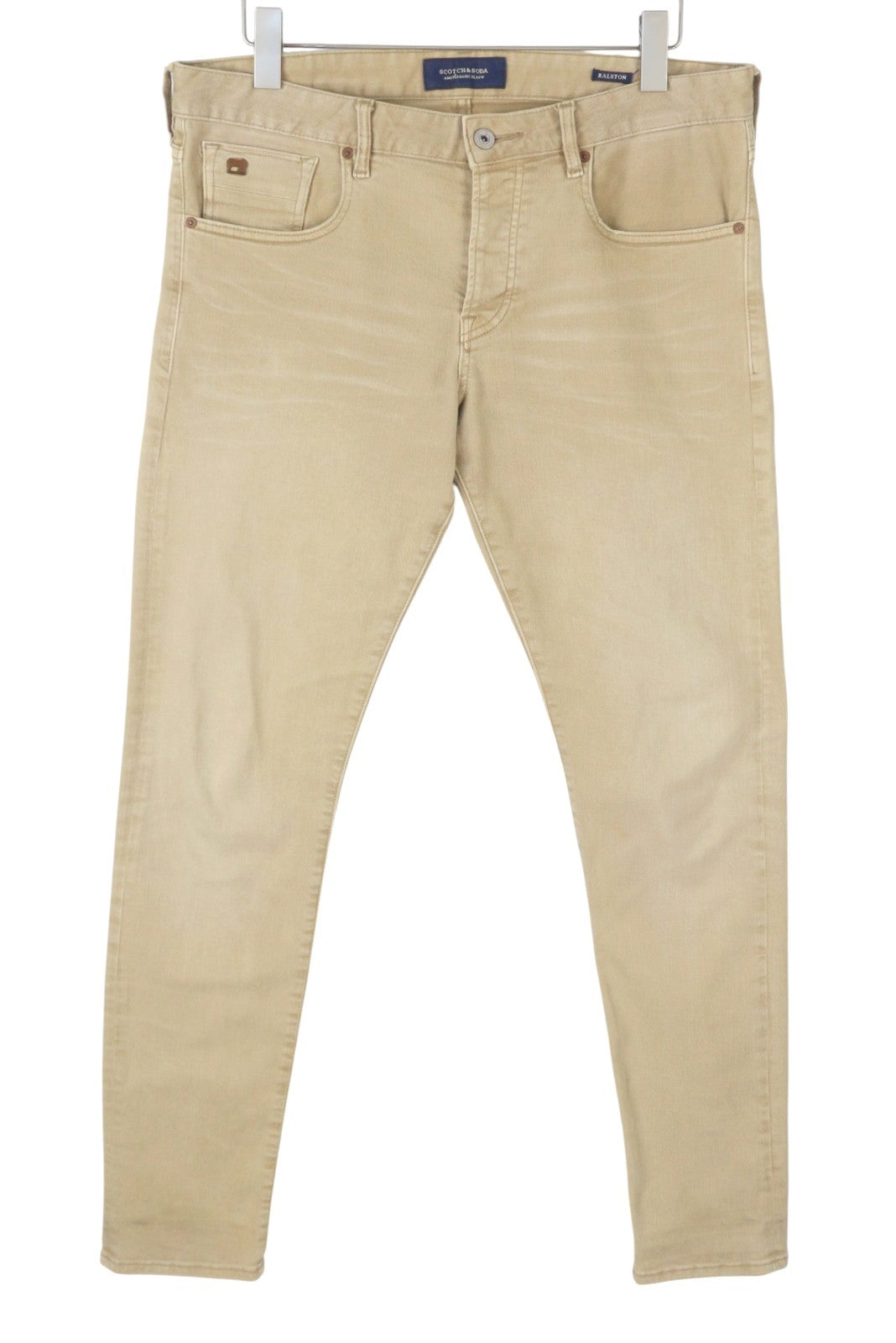 SCOTCH & SODA Ralston Men Jeans W32/L34 Beige Whiskers Faded Button Fly Slim Fit
