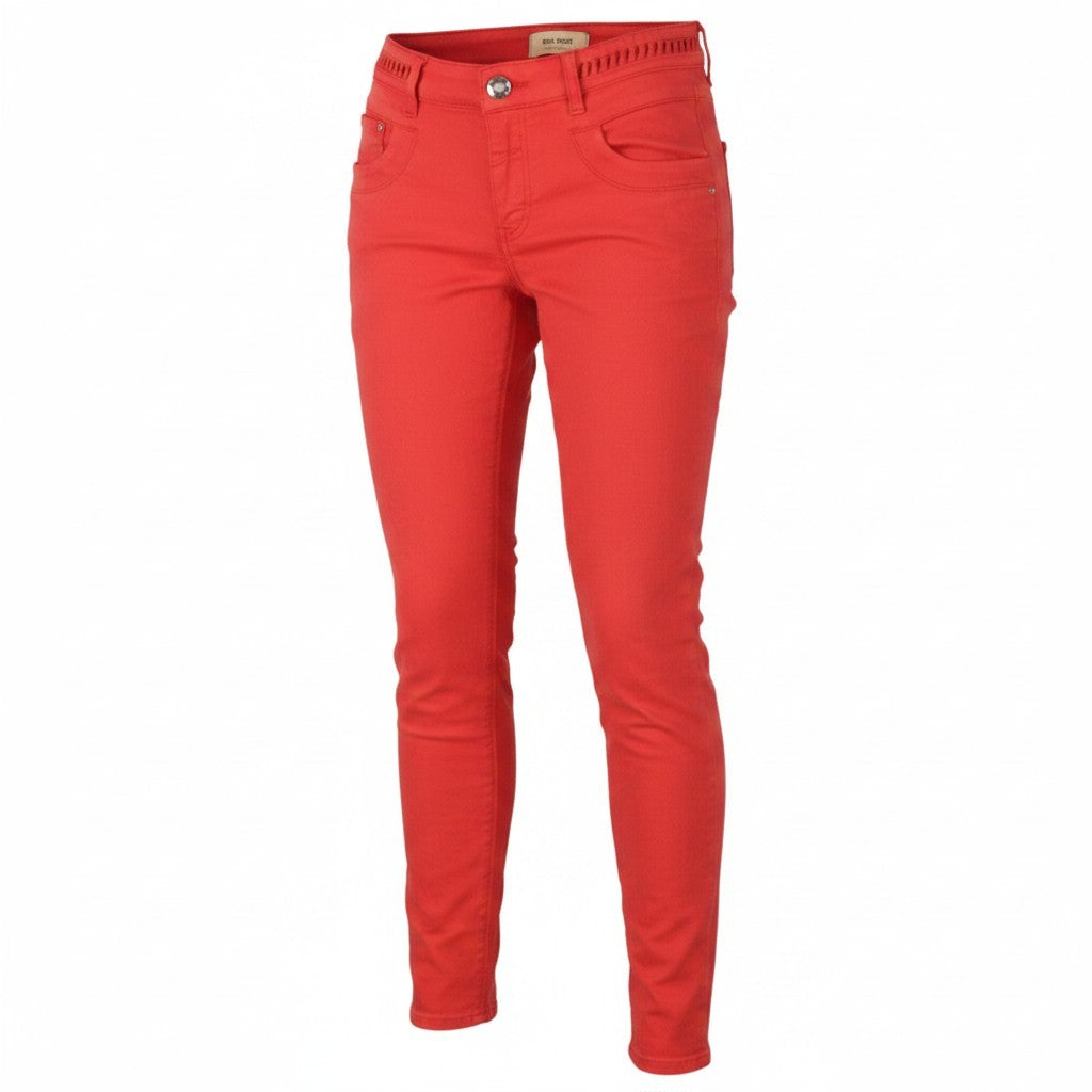 MOS MOSH Naomi Haim Women Trousers W25 Red Skinny Fit Zip Fly