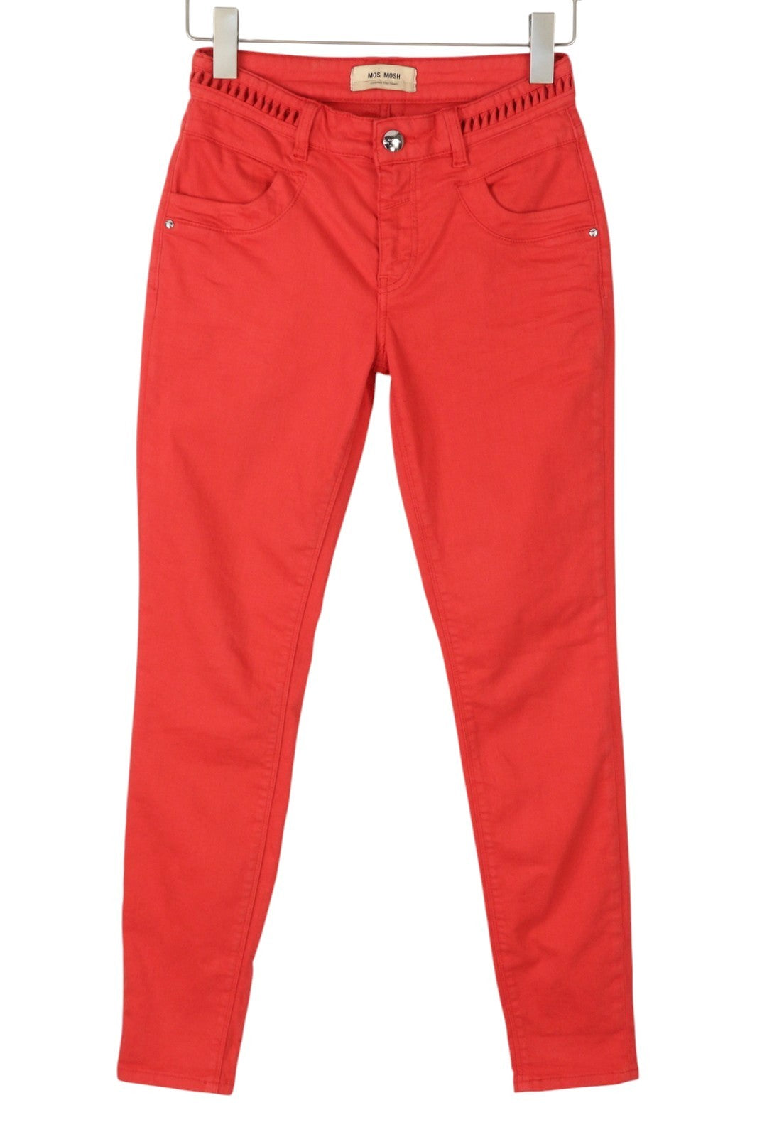 MOS MOSH Naomi Haim Women Trousers W25 Red Skinny Fit Zip Fly