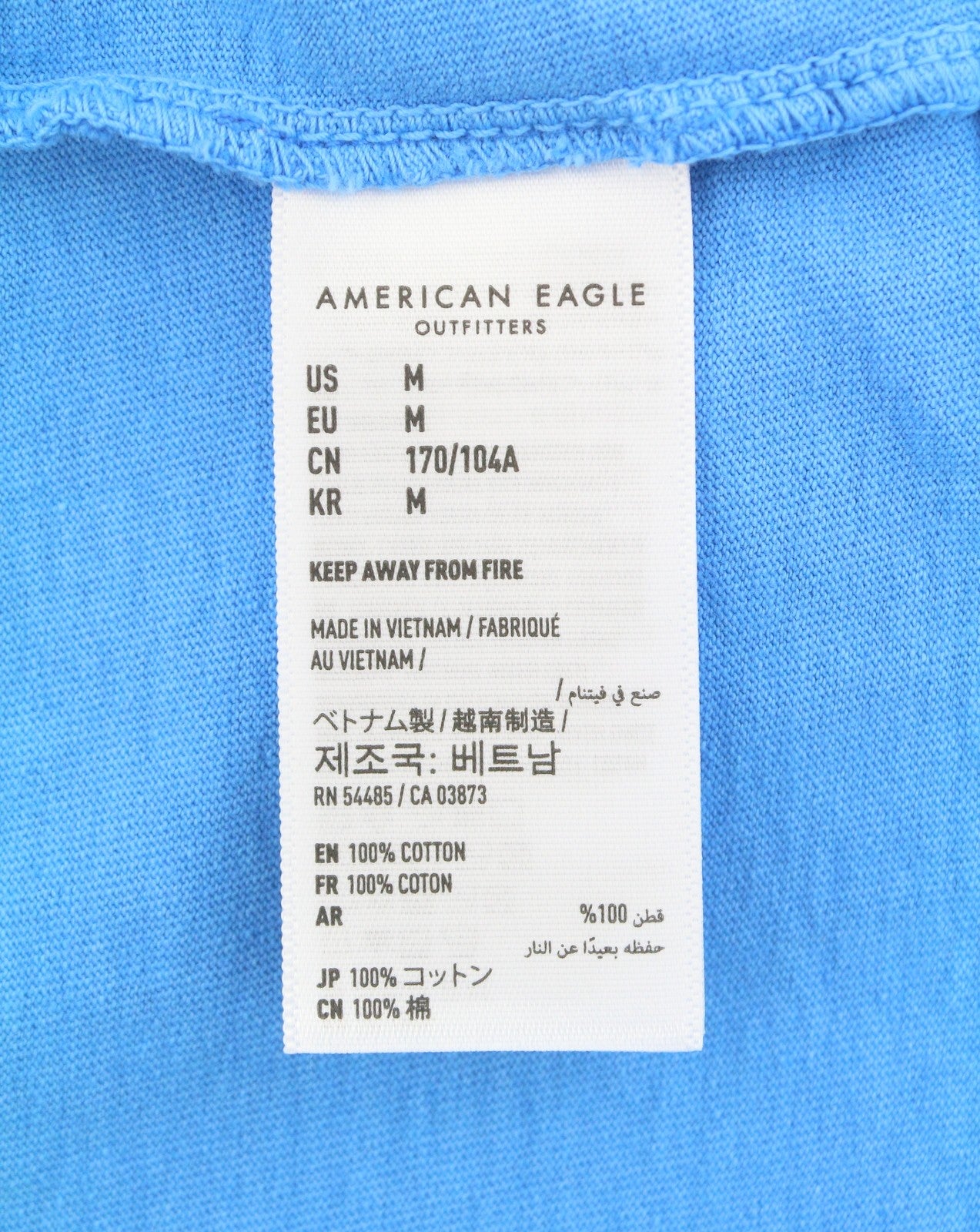 AMERICAN EAGLE OUTFITTERS Men T-Shirt M Blue Tricot Patch Pocket Short Sleeve