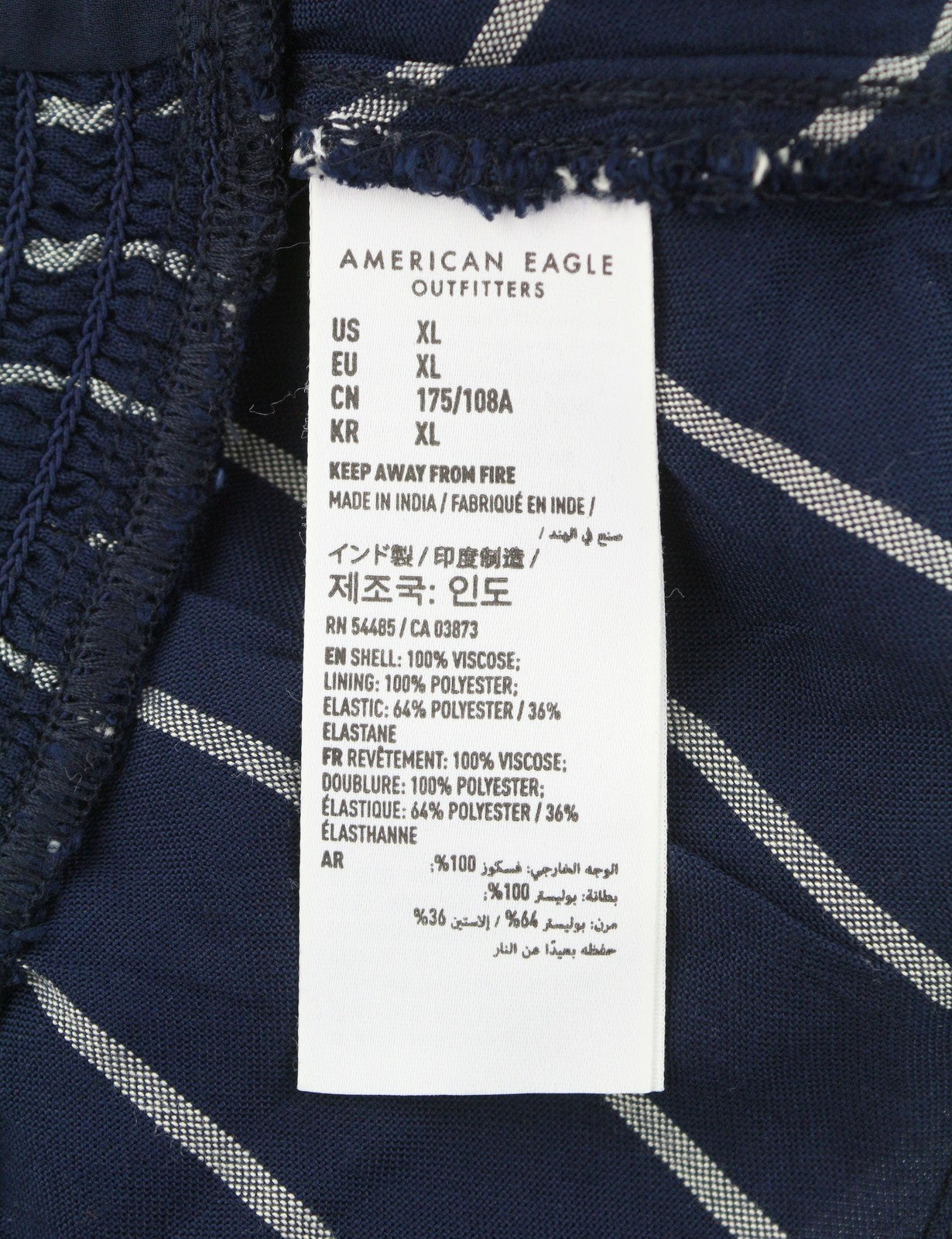 AMERICAN EAGLE OUTFITTERS Women Blouse XL Dark Blue Striped Short Sleeved