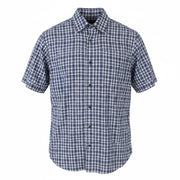 Z ZEGNA Men Shirt M Blue Plaid Button-Up Spread Short Sleeved