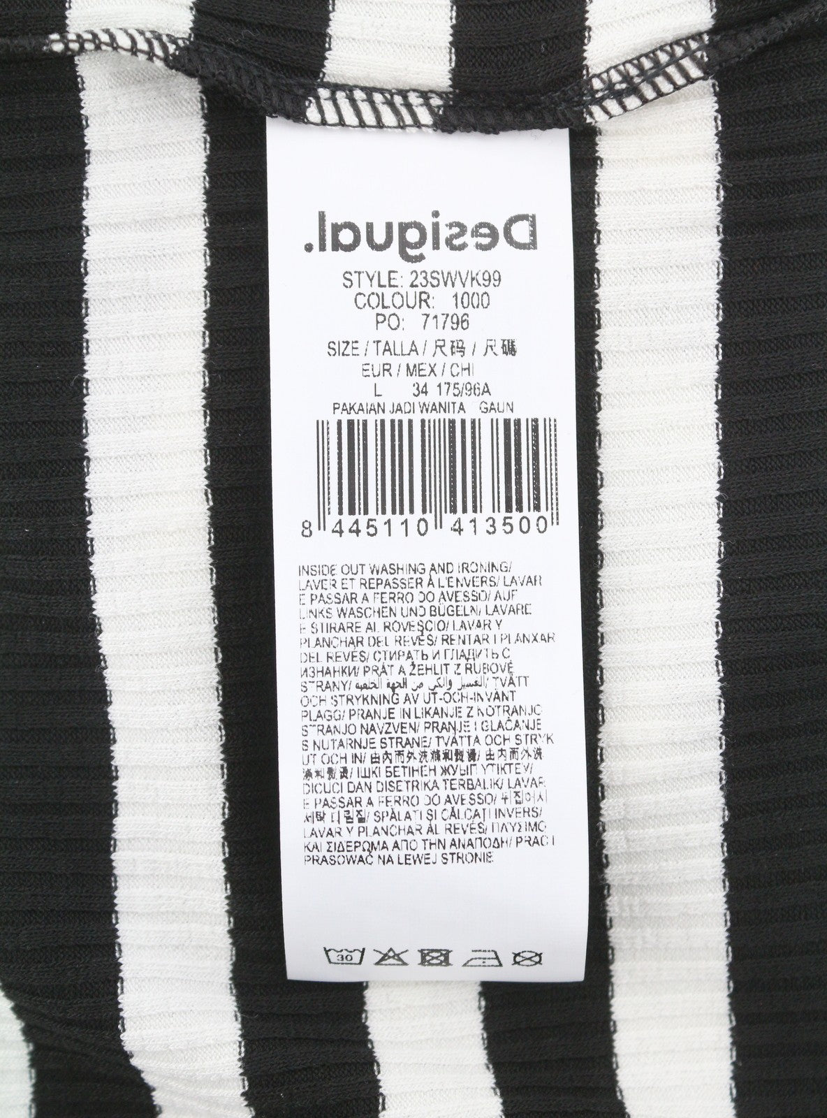 DESIGUAL Mariscal Carpark Women Dress L Striped Ribbed Sleeveless