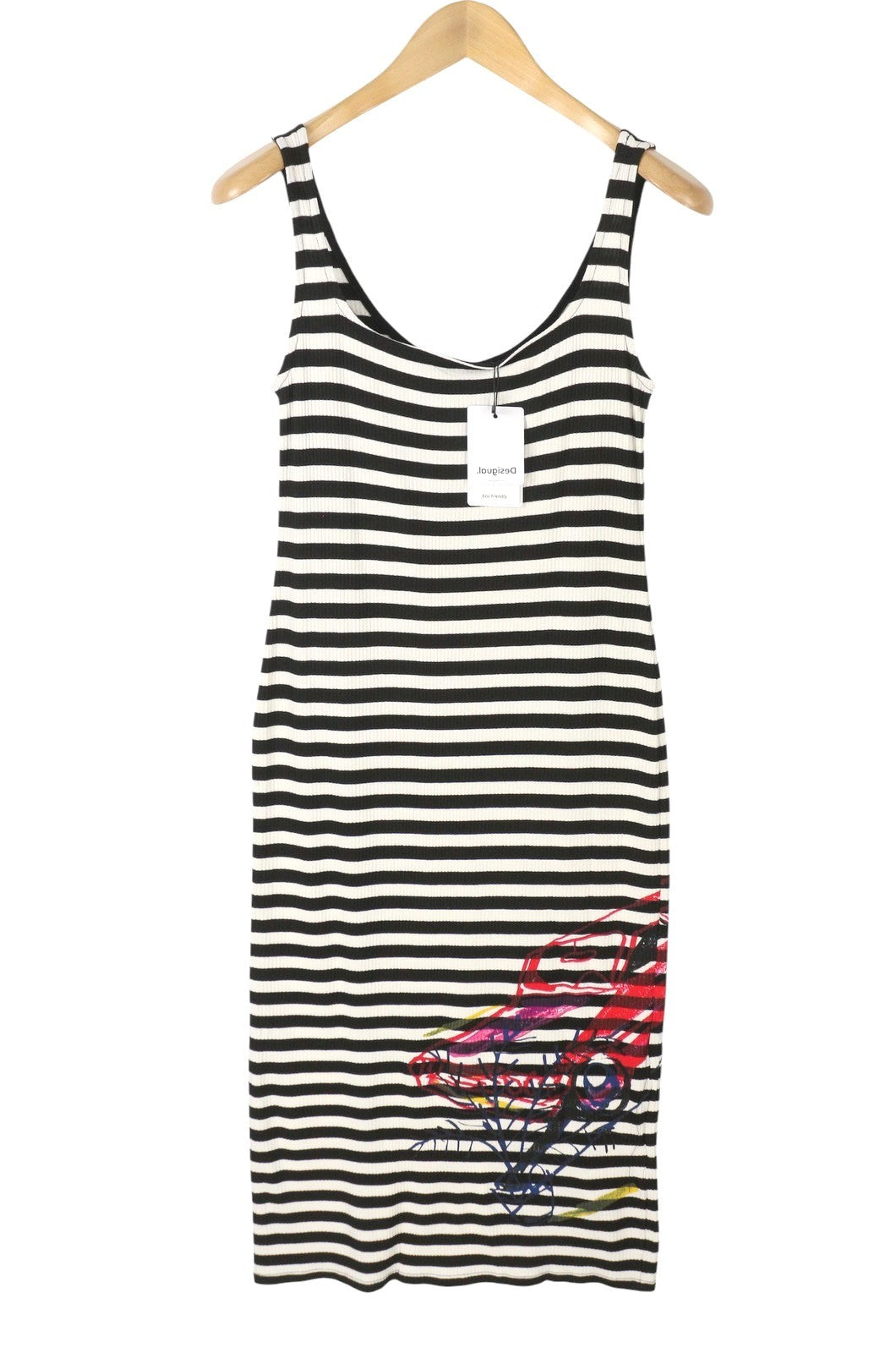 DESIGUAL Mariscal Carpark Women Dress L Striped Ribbed Sleeveless