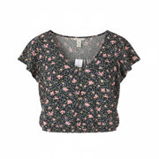AMERICAN EAGLE OUTFITTERS Women Blouse XS Floral Print Button-Up Short Sleeve