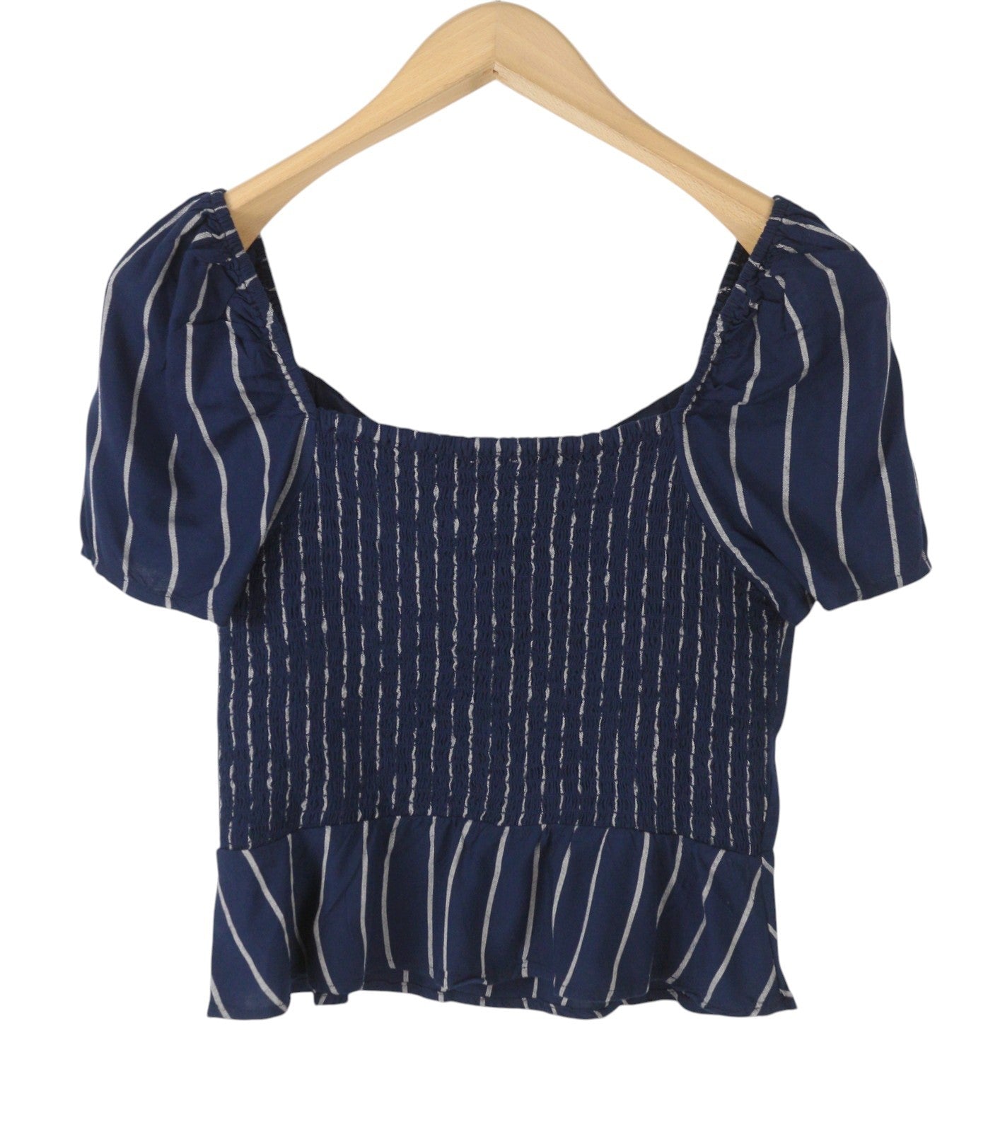 AMERICAN EAGLE OUTFITTERS Women Blouse S Dark Blue Striped Short Sleeved