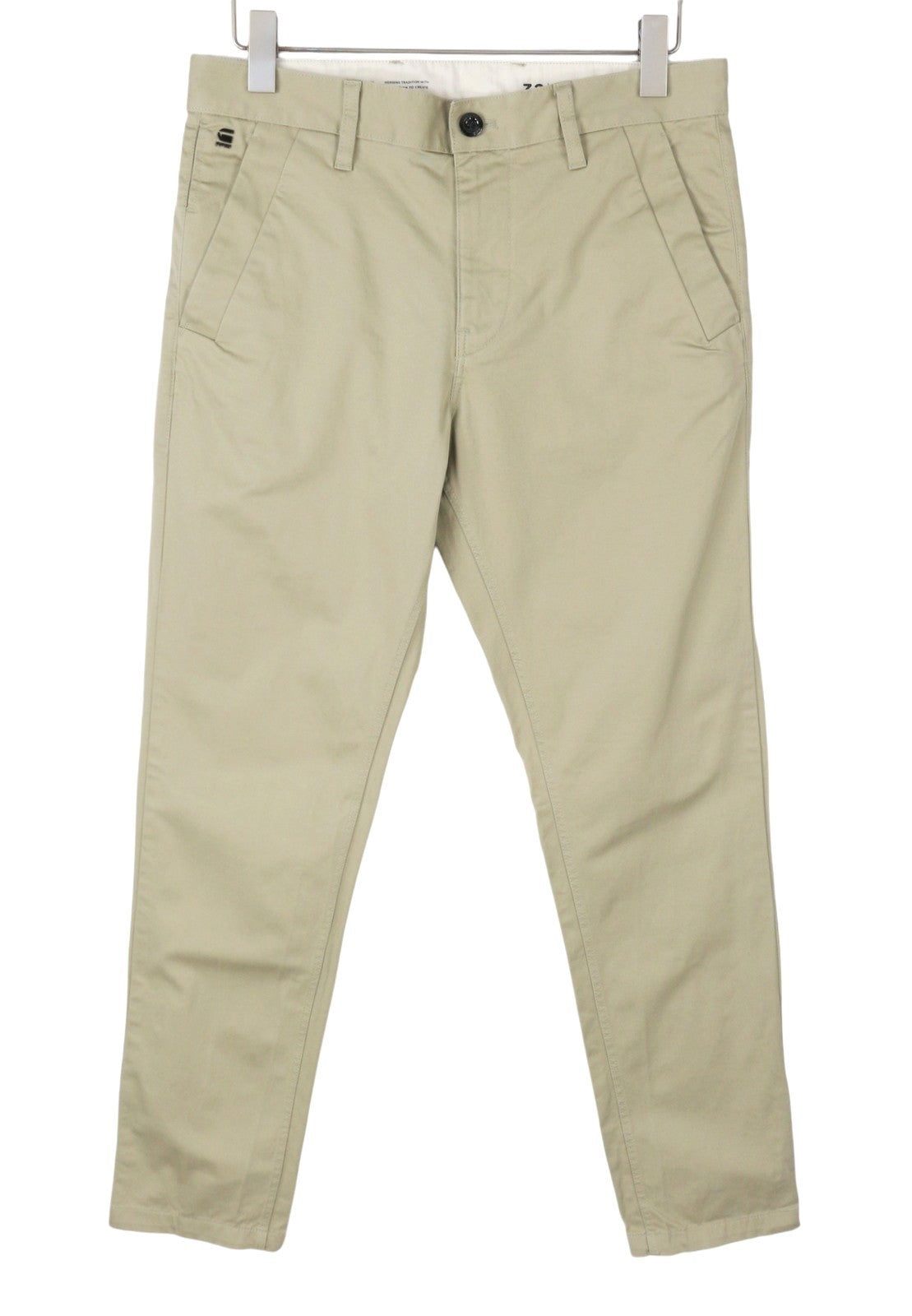 G-STAR Slim Chino Men Trousers W32/L32 Grey Mid Waist Zip Fly Casual