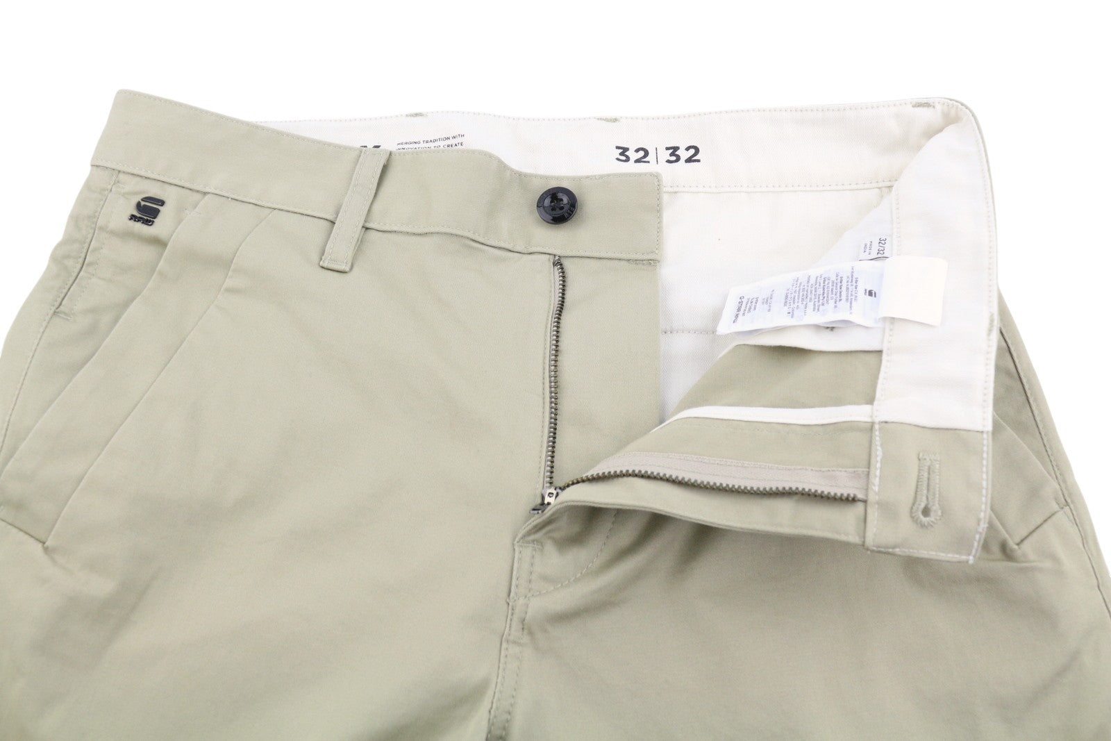 G-STAR Slim Chino Men Trousers W32/L32 Grey Mid Waist Zip Fly Casual