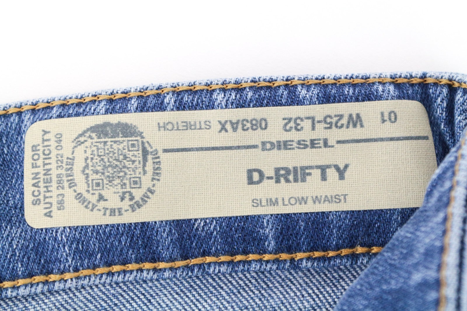 DIESEL D-Rifty 083AX Women Jeans W25/L32 Slim Blue Cotton Stretch Low Waist