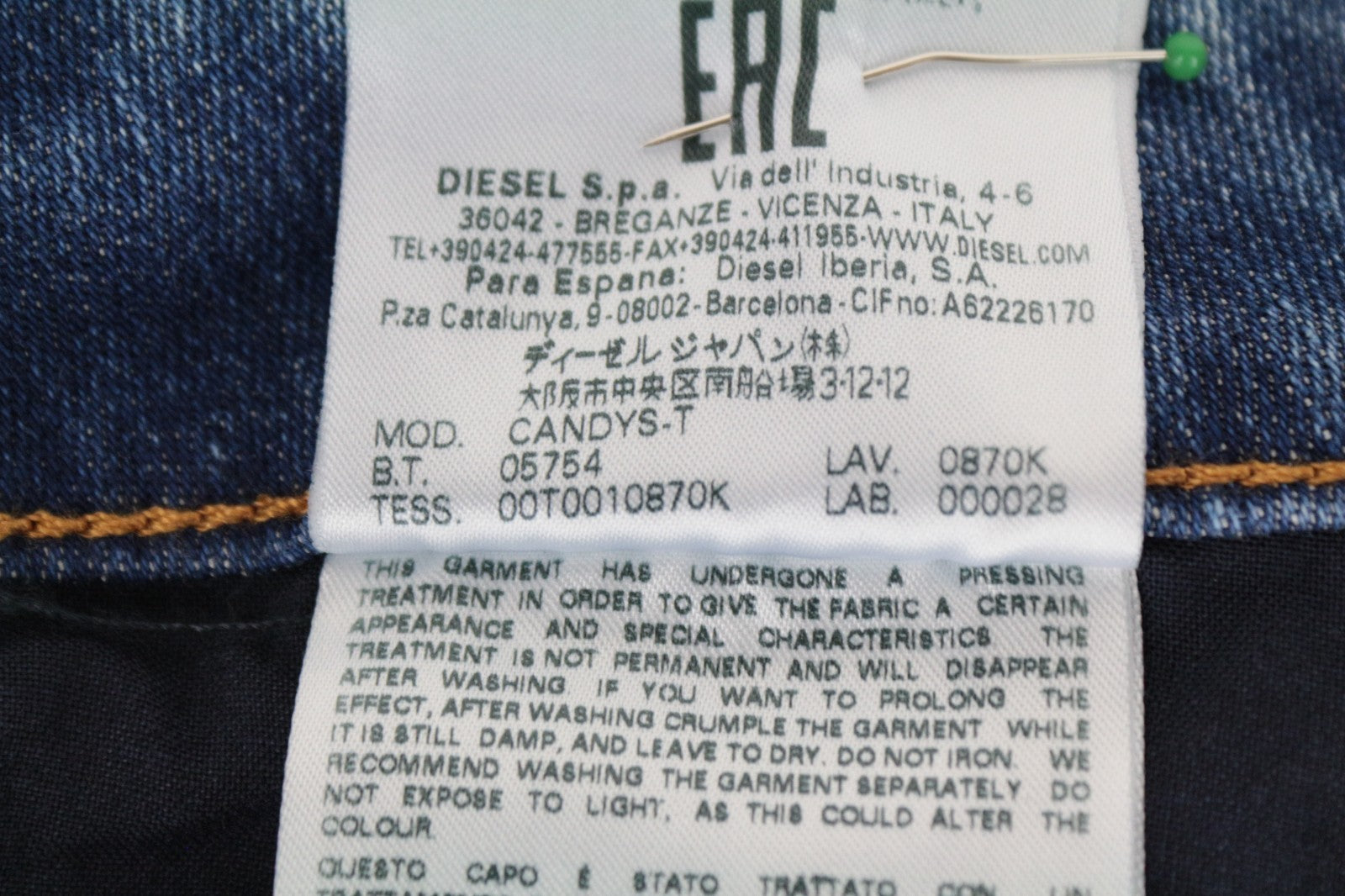 DIESEL Candys-T 0870K Women Jeans W27 Regular Fit Wash Cotton Stretch Blue