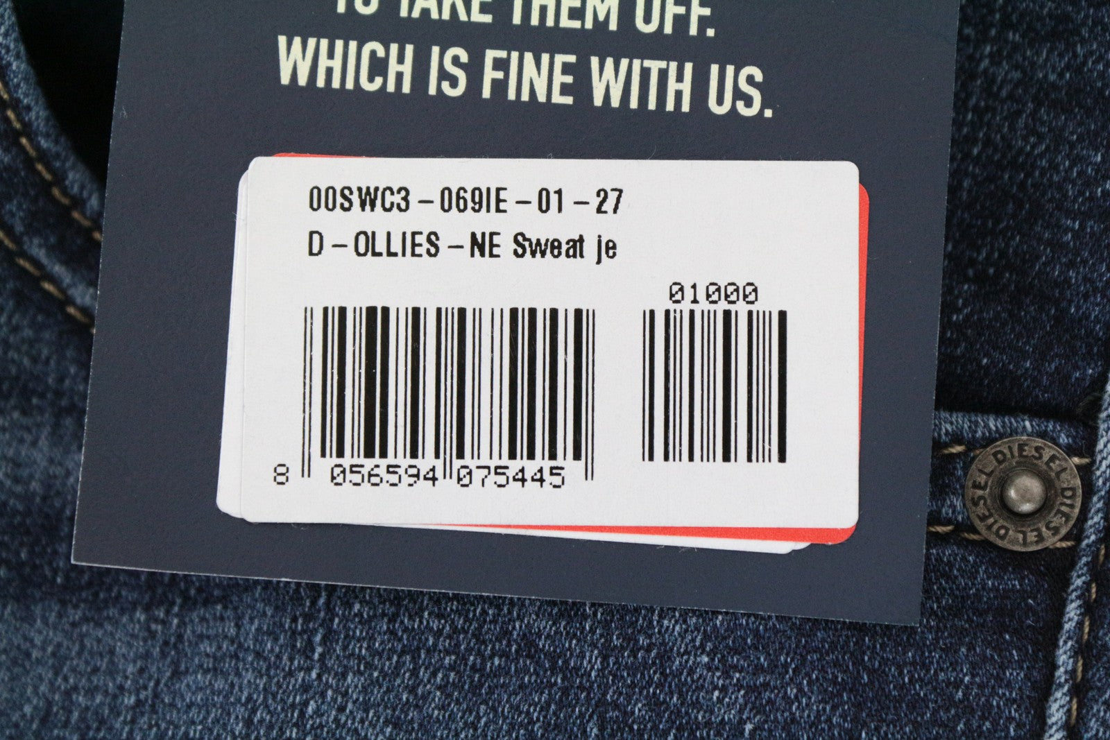 DIESEL D-Ollies-NE 069IE Women Jeans W27 Sweat Jogg Slim Fit Wash Stretch Blue