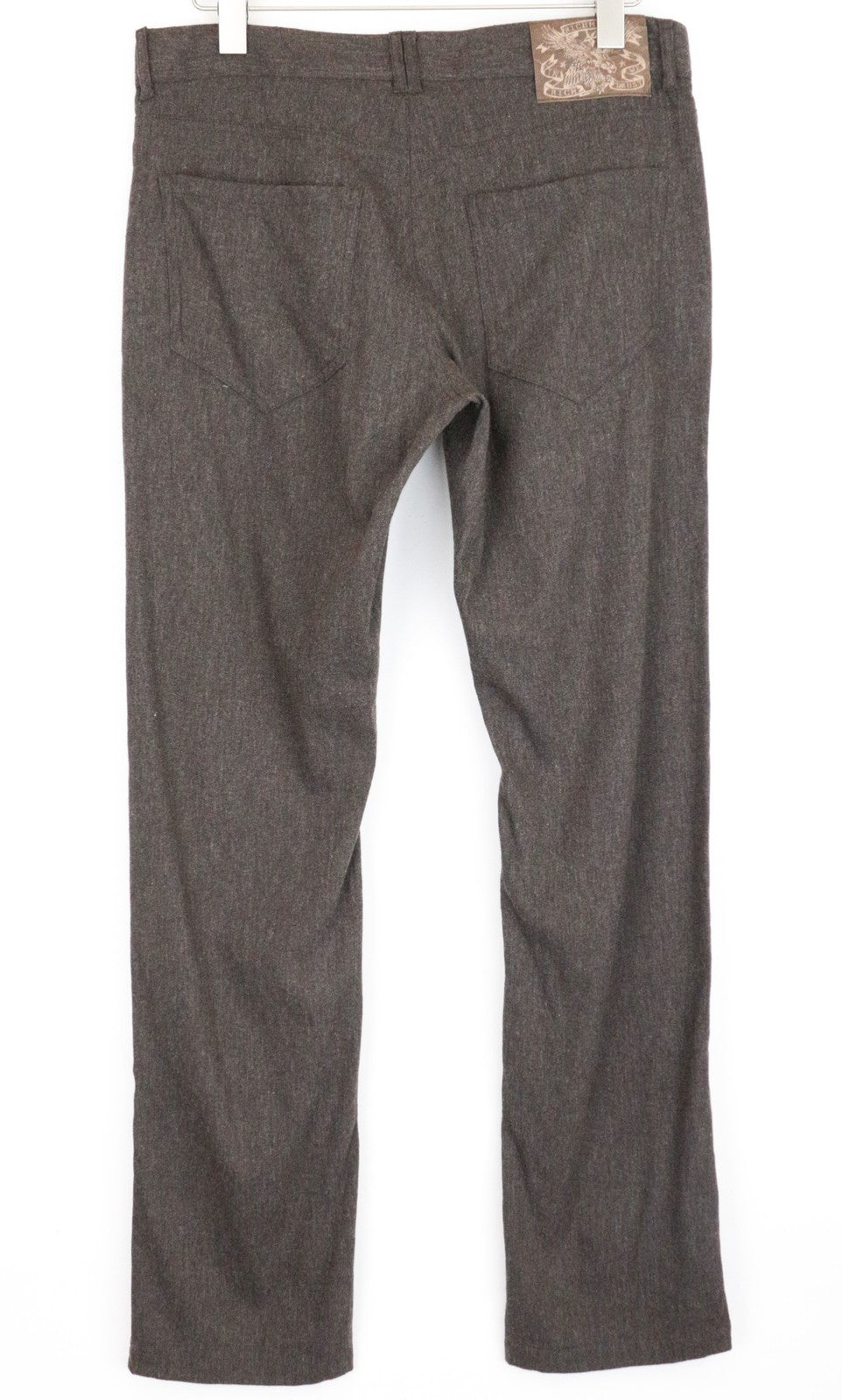 RICHMOND Men Trousers 48 Brown Wool Blend Button-Fly Flat Front Casual Stretch
