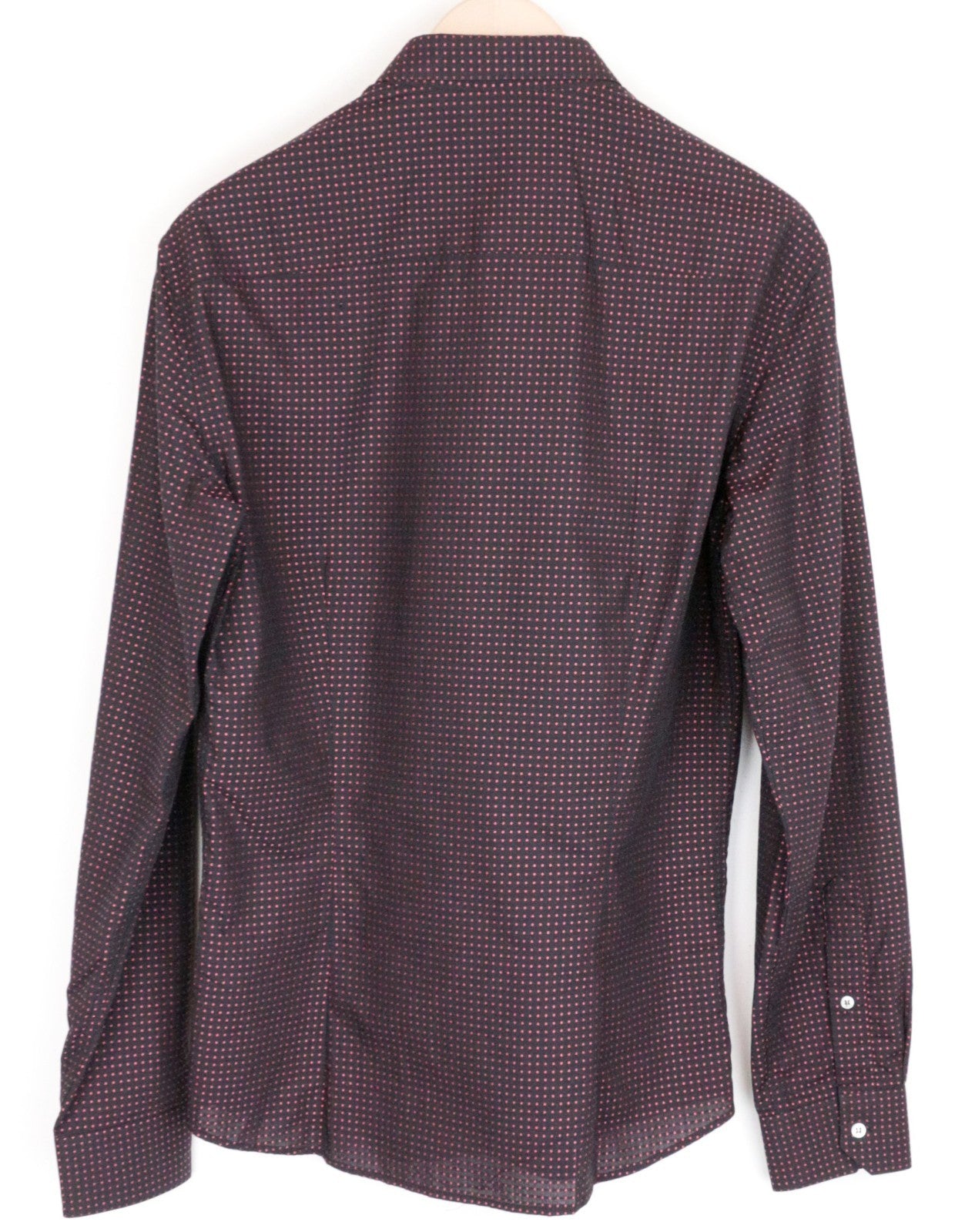 RICHMOND Men Shirt M/L Black Pure Cotton Dot Patterned Long Sleeved Button-Up