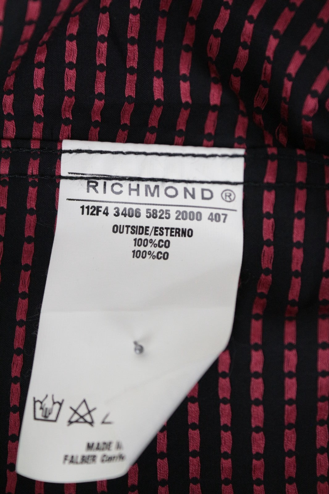 RICHMOND Men Shirt M/L Black Pure Cotton Dot Patterned Long Sleeved Button-Up