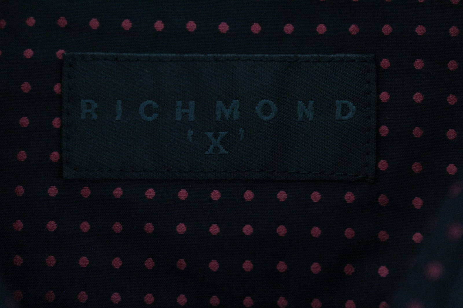 RICHMOND Men Shirt M/L Black Pure Cotton Dot Patterned Long Sleeved Button-Up
