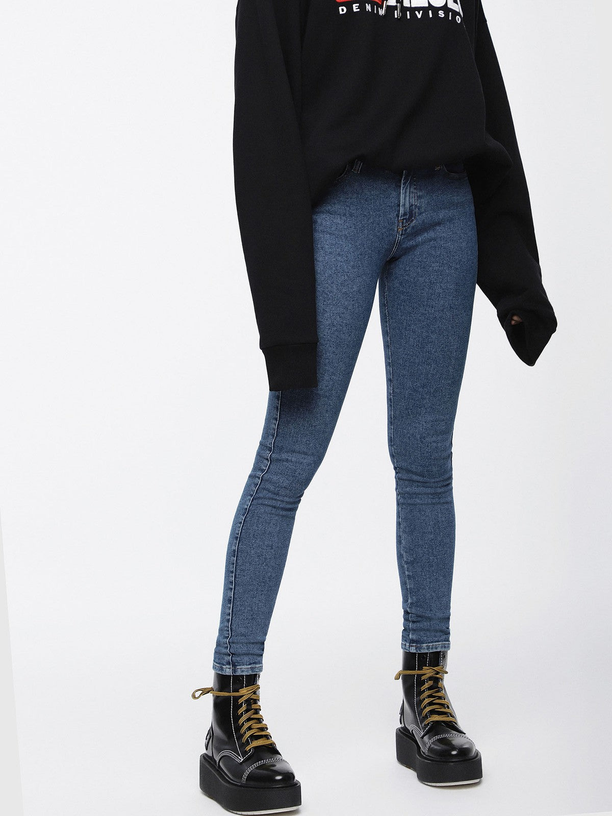 DIESEL Slandy 085AI Women Jeans W25/L32 Super Slim Skinny Blue Cotton Stretch