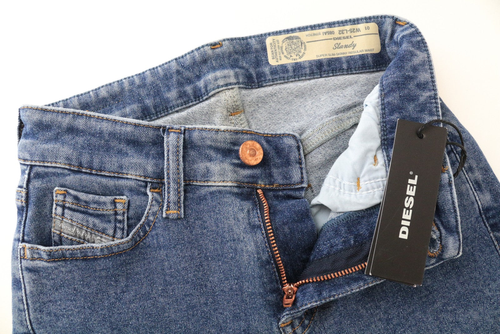 DIESEL Slandy 085AI Women Jeans W25/L32 Super Slim Skinny Blue Cotton Stretch