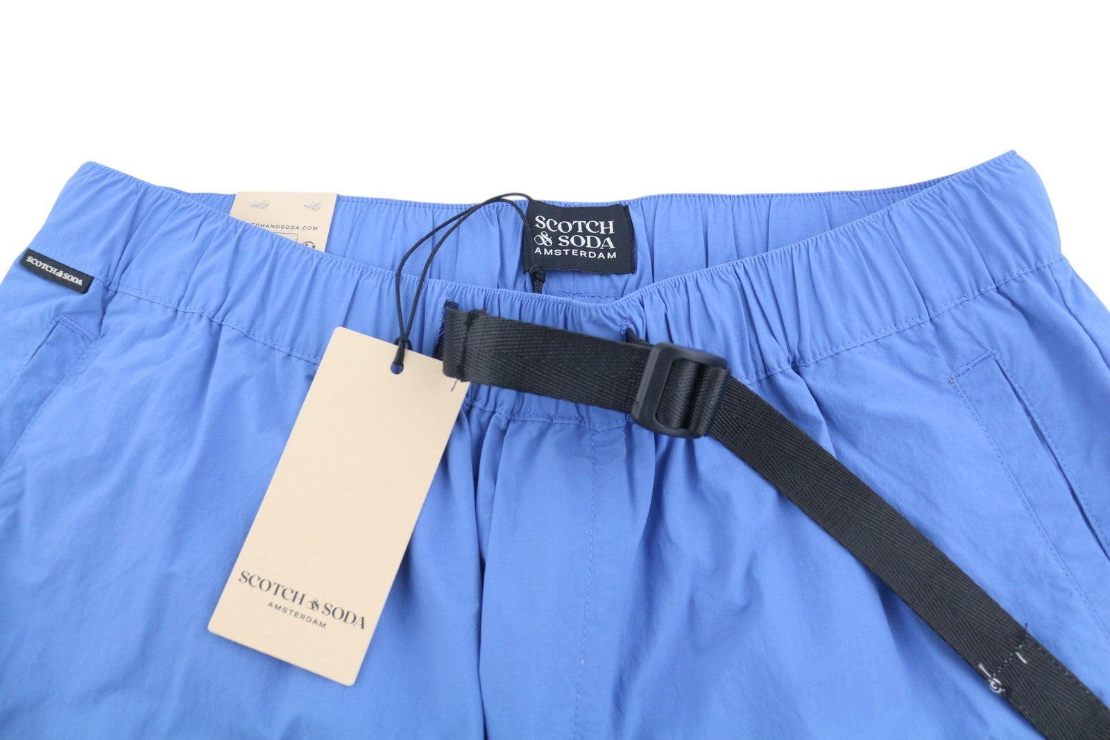 SCOTCH & SODA Wide Fit Men Shorts W31 Blue Cargo Pocket Belted