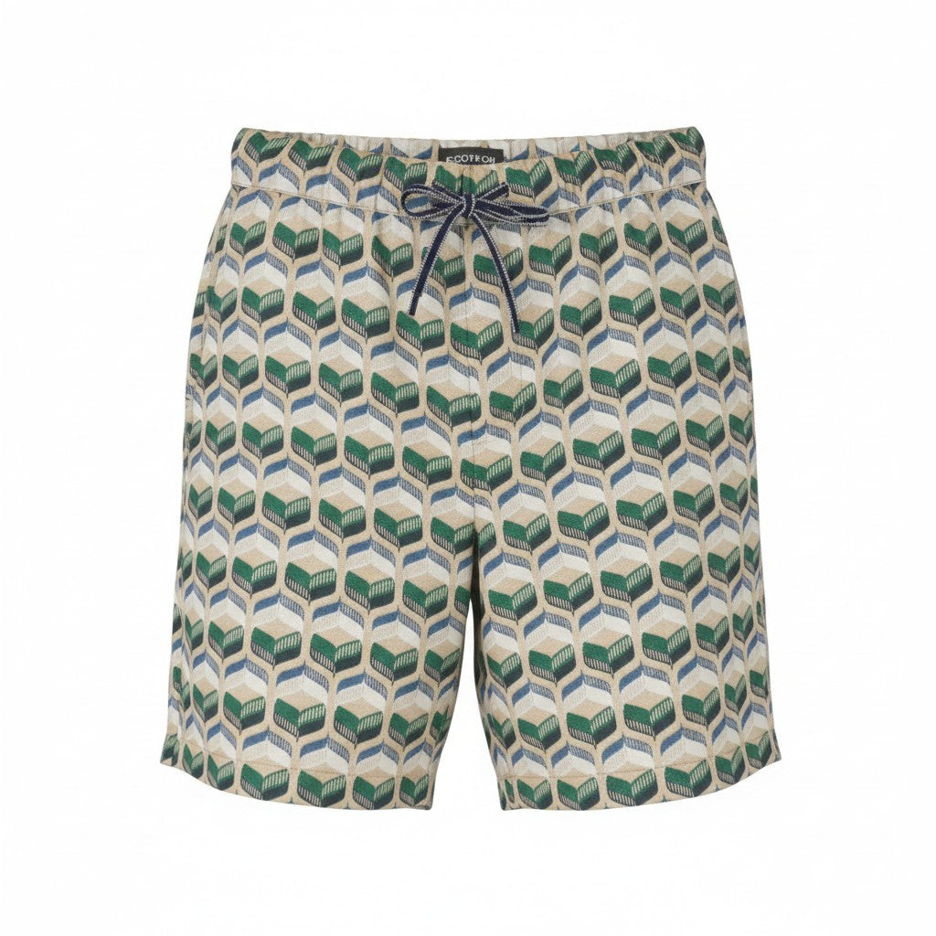 SCOTCH & SODA Relaxed Fit Men Shorts M W32 Retro Shape Beige Embroidered