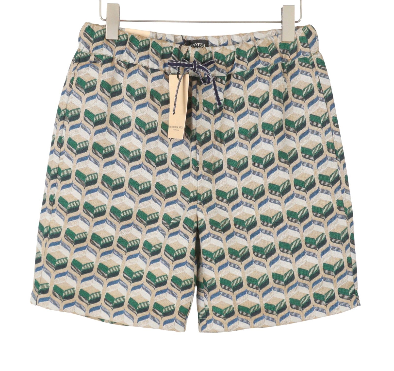 SCOTCH & SODA Relaxed Fit Men Shorts M W32 Retro Shape Beige Embroidered