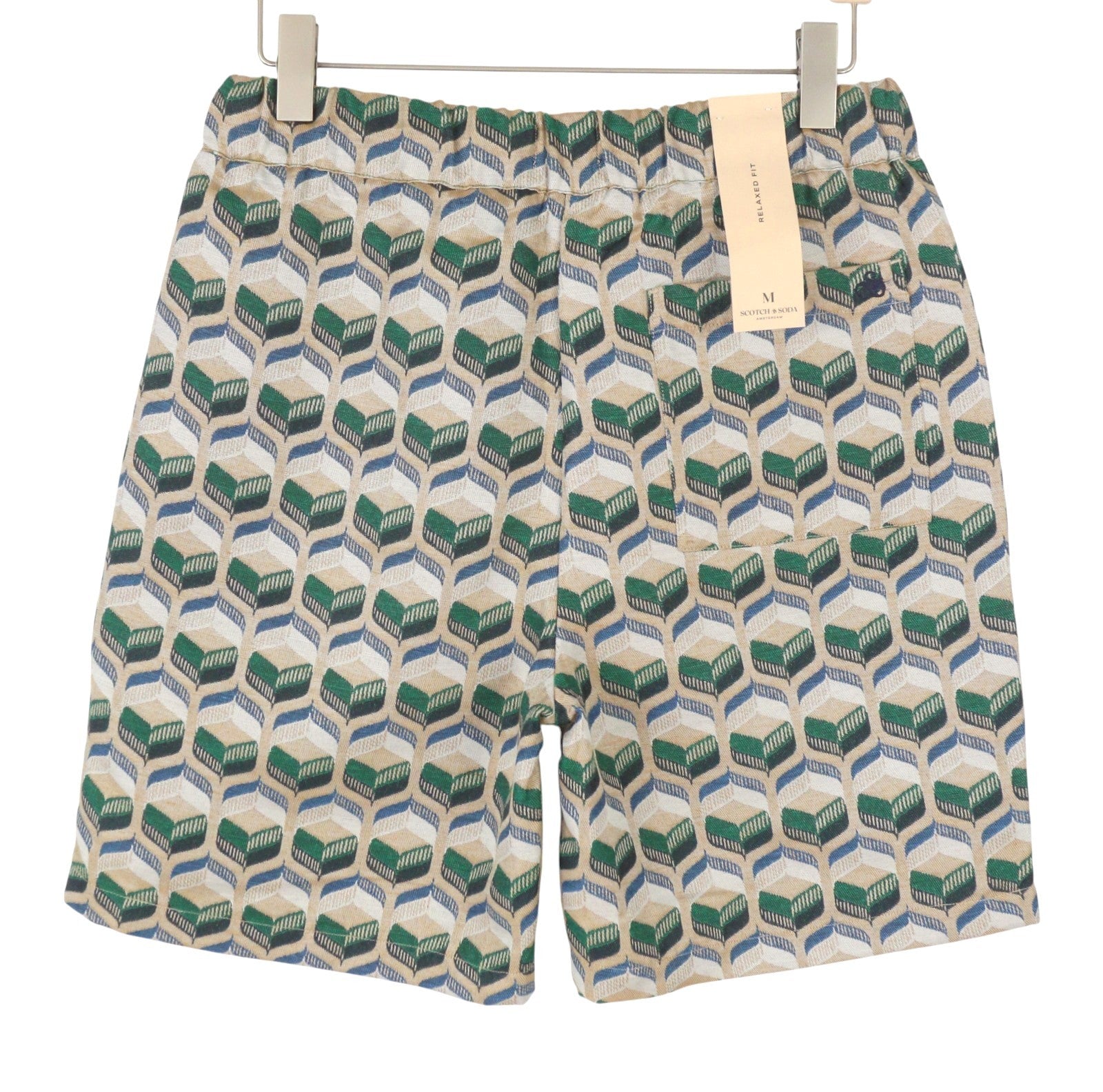 SCOTCH & SODA Relaxed Fit Men Shorts M W32 Retro Shape Beige Embroidered