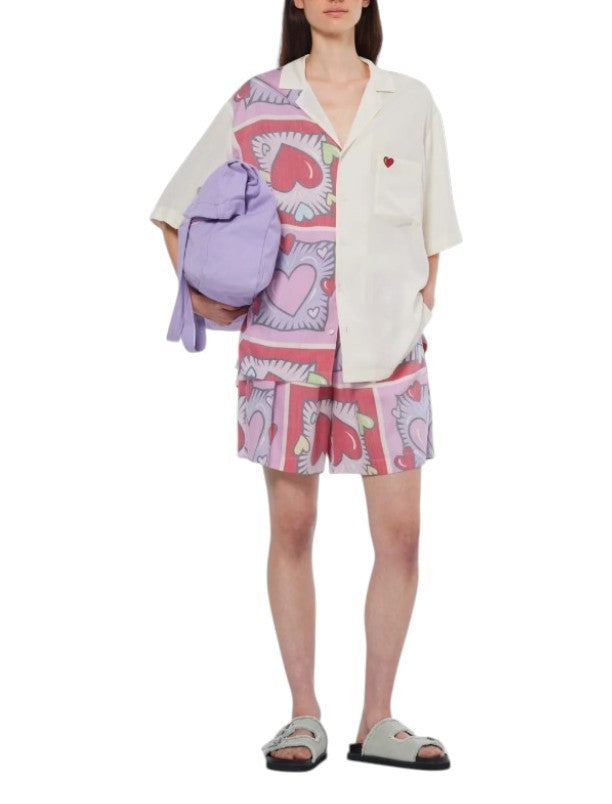 SCOTCH & SODA x Burton Morris Heart Print Women Set L Tencel Shirt & Shorts 2in1