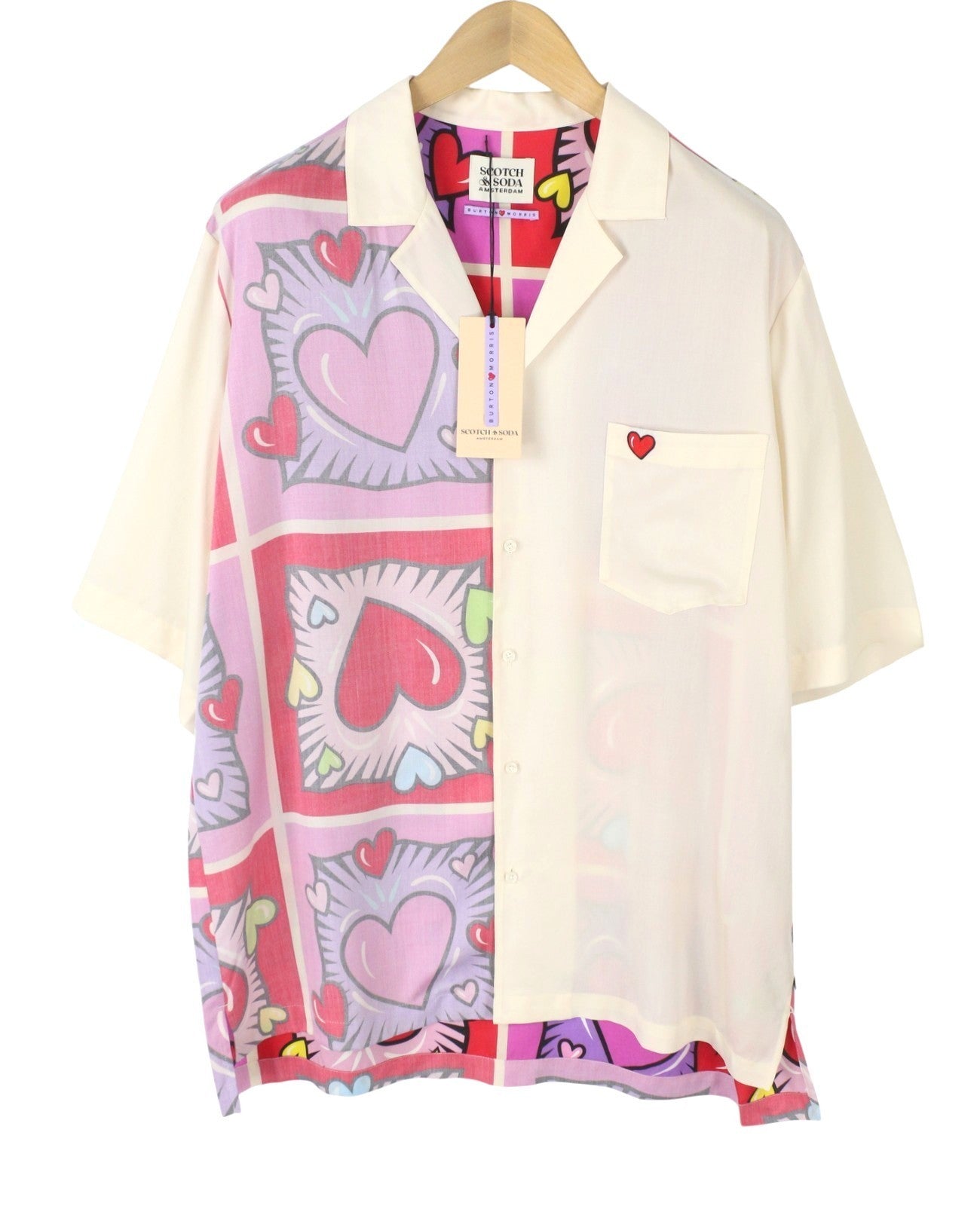 SCOTCH & SODA x Burton Morris Heart Print Women Set L Tencel Shirt & Shorts 2in1