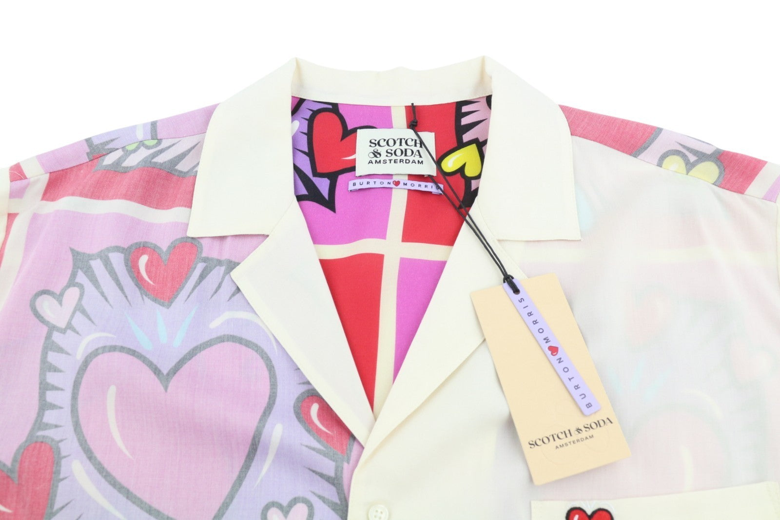SCOTCH & SODA x Burton Morris Heart Print Women Set L Tencel Shirt & Shorts 2in1