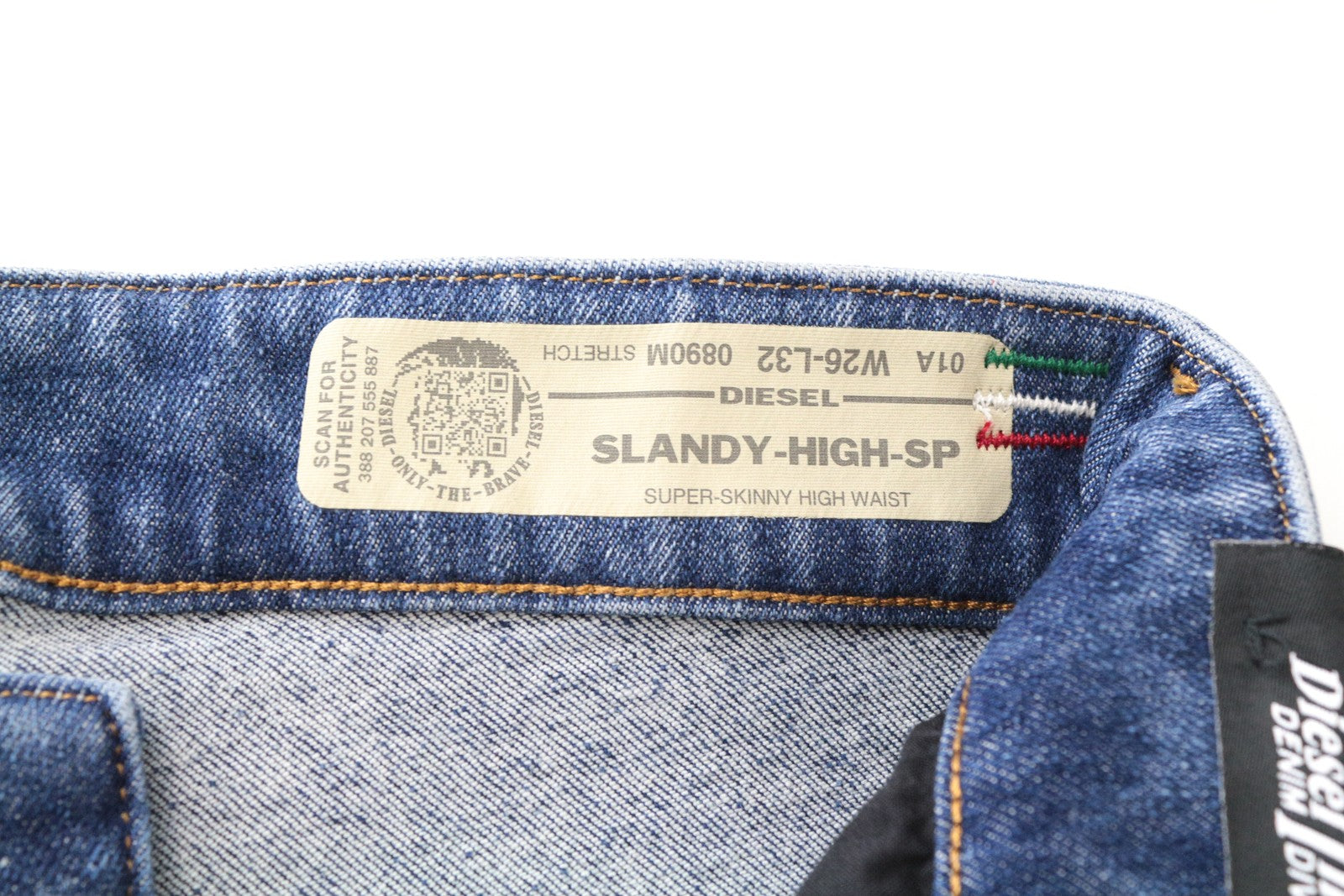 DIESEL Slandy-High-SP 0890M Women Jeans W26/L32 Super Skinny Wash Blue Stretch
