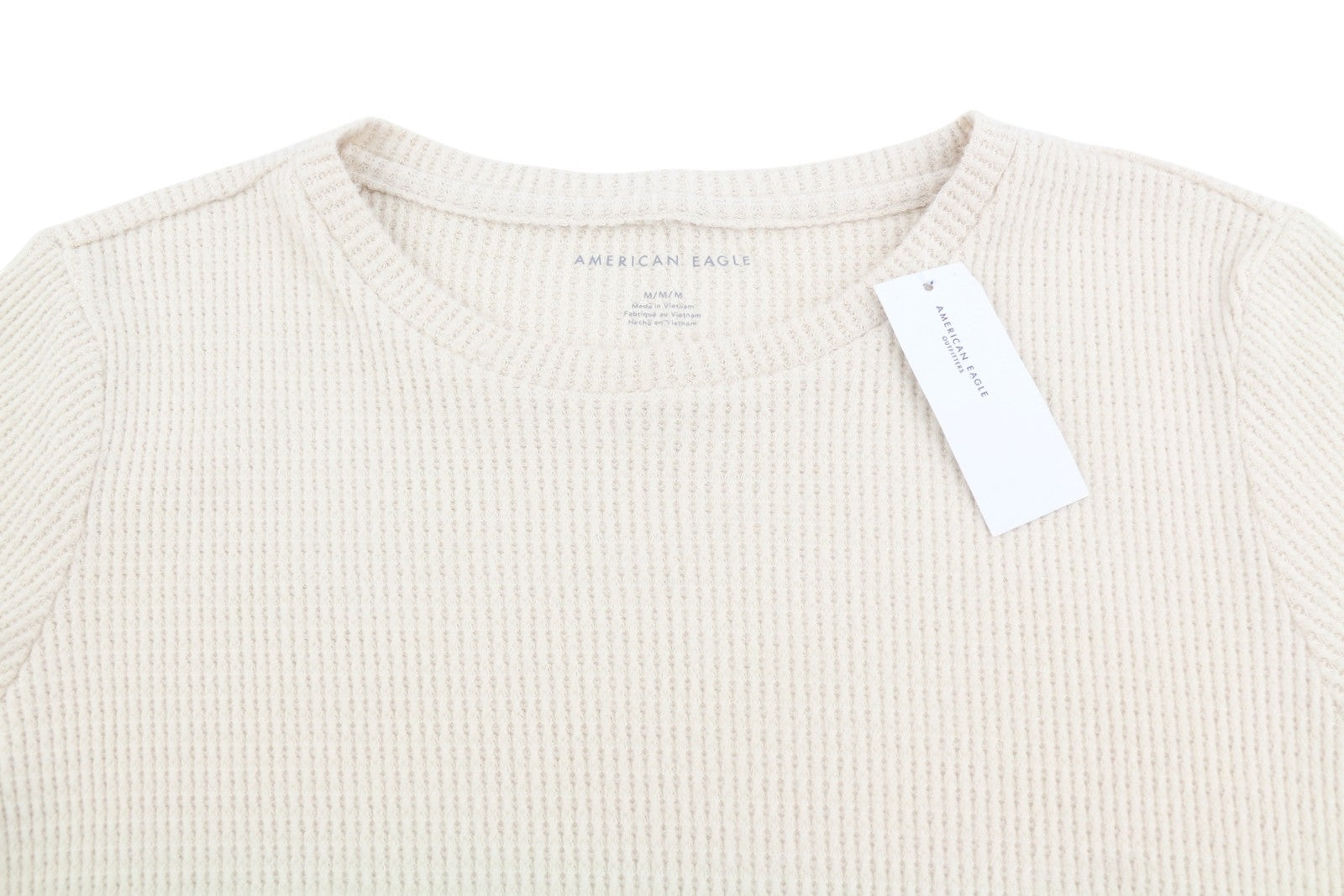AMERICAN EAGLE OUTFITTERS Men Sweatshirt M Light Cream Soft Crew Neck Pull On