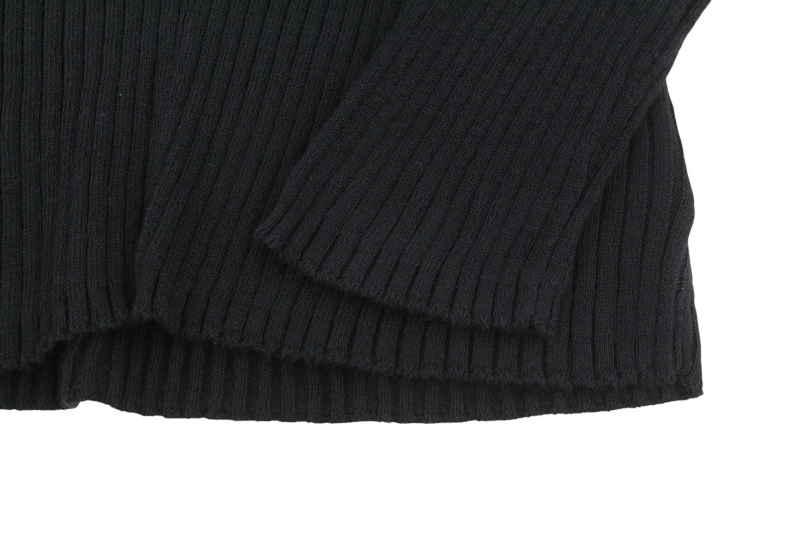 AMERICAN EAGLE OUTFITTERS Women T-Shirt L Black Ribbed V-Neck Long Sleeved