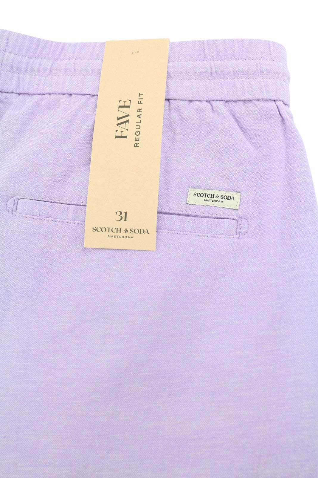 SCOTCH & SODA Fave Men Shorts W31 Purple Linen Blend Regular Drawstring Waist
