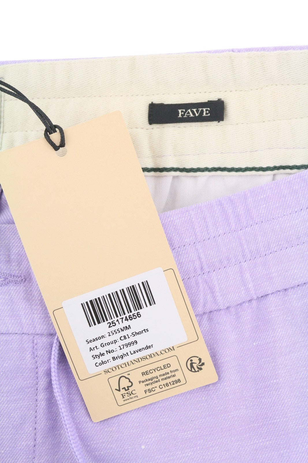 SCOTCH & SODA Fave Men Shorts W31 Purple Linen Blend Regular Drawstring Waist