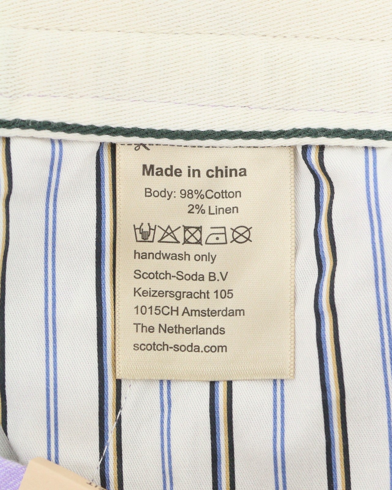 SCOTCH & SODA Fave Men Shorts W31 Purple Linen Blend Regular Drawstring Waist