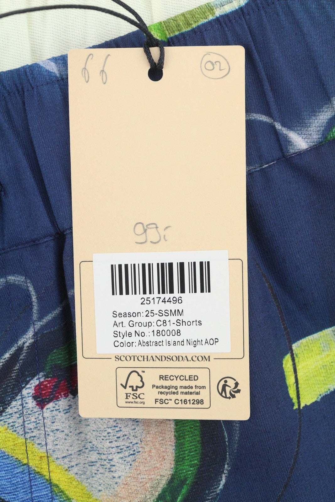 SCOTCH & SODA Men Shorts M W30 Blue Patterned Relaxed Drawstring Waist Tencel