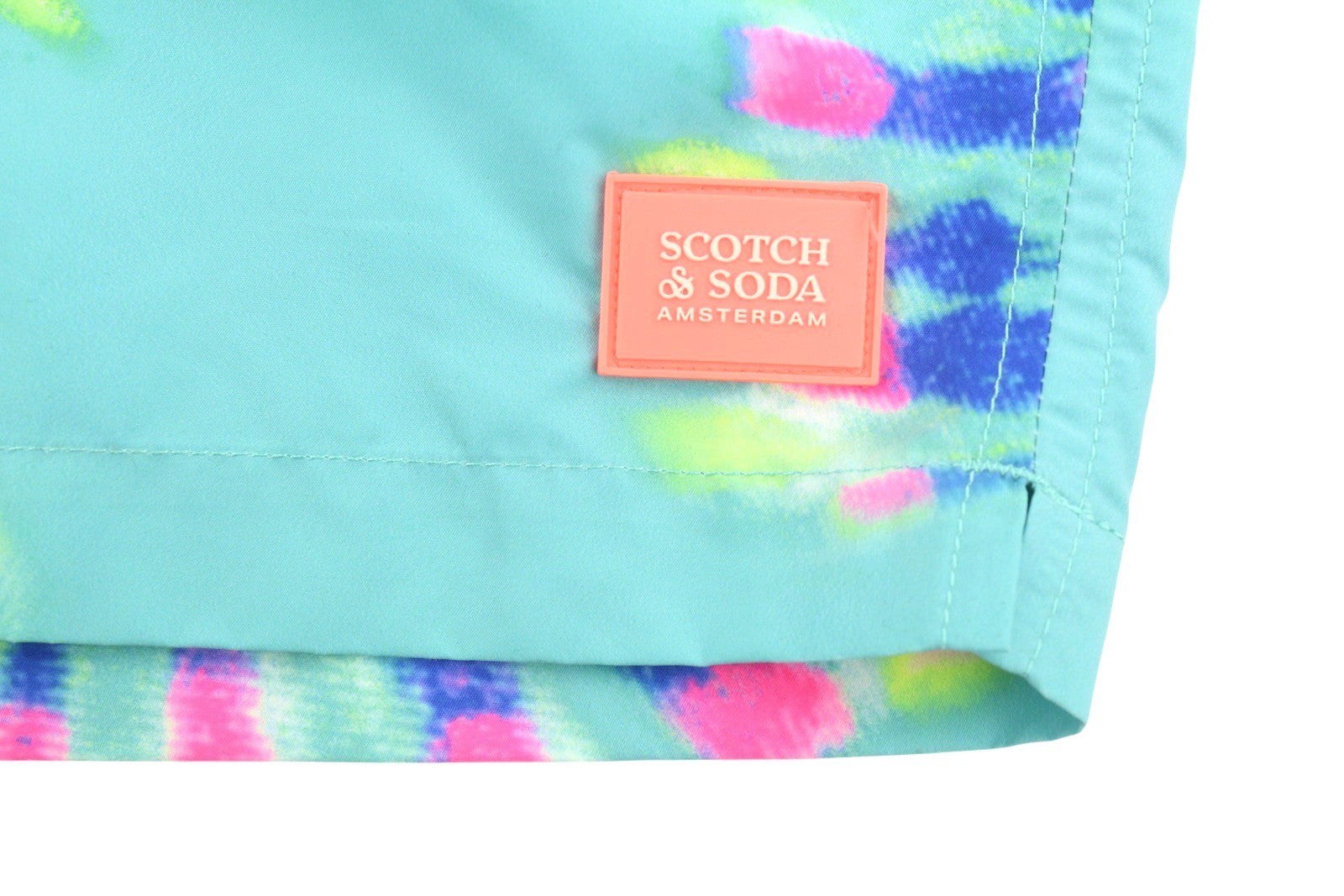 SCOTCH & SODA Men Swimwear W30 Blue Mint Flower Tie Dye Pattern Drawstring Waist